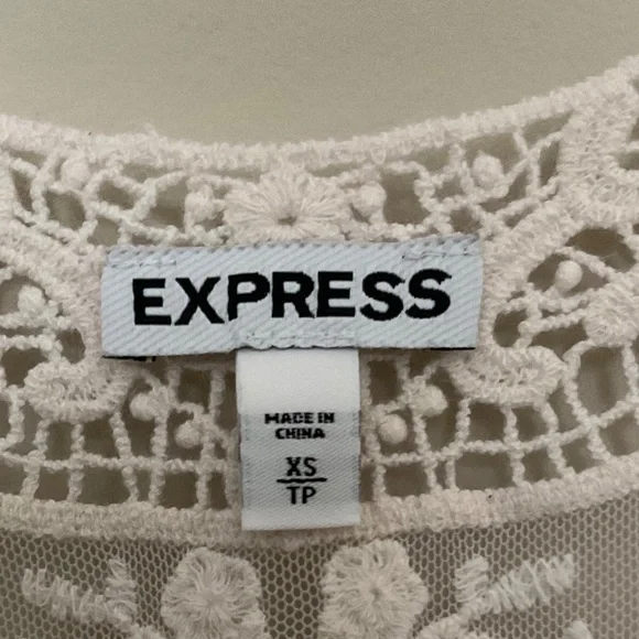 Express Extra Small Lace Crochet Cream Top - Picture 5 of 10